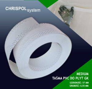 TAŚMA  PCV medium DO PŁYT G-K 57mm x 30 m